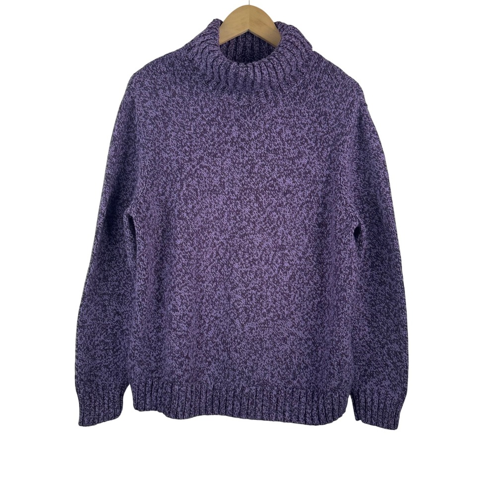 Lands End Turtleneck Sweater XL Purple Marl chunky cottage core classic